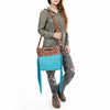 ADBG1584 American Darling Hand-Tooled Western Leather Cross Body Bag with Fringe & Carved Detailing