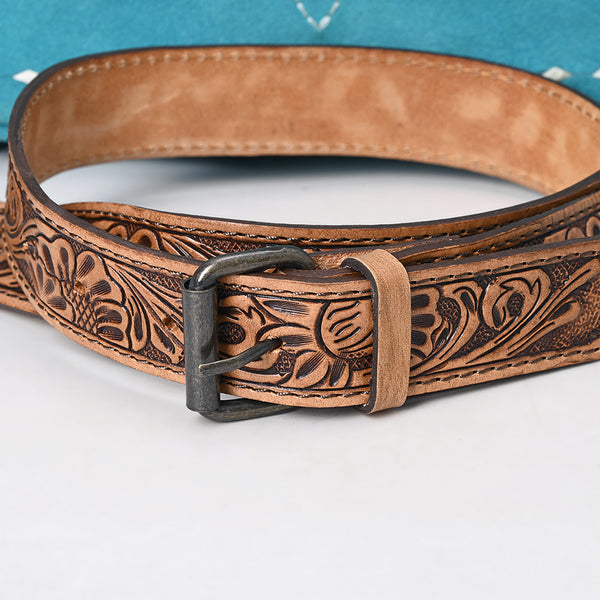 ADBG1584 American Darling Hand-Tooled Western Leather Cross Body Bag with Fringe & Carved Detailing