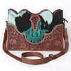 ADBG1586 American Darling Hair-On Cowhide Western Leather Cross Body Bag with Tooled Floral Detailing