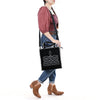 ADBG1590 American Darling Western Genuine Suede Leather Tote Bag with Braided Trim & Detailed Boot Stitching