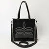 ADBG1590 American Darling Western Genuine Suede Leather Tote Bag with Braided Trim & Detailed Boot Stitching