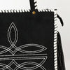 ADBG1590 American Darling Western Genuine Suede Leather Tote Bag with Braided Trim & Detailed Boot Stitching