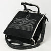ADBG1590 American Darling Western Genuine Suede Leather Tote Bag with Braided Trim & Detailed Boot Stitching