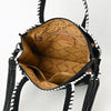 ADBG1590 American Darling Western Genuine Suede Leather Tote Bag with Braided Trim & Detailed Boot Stitching