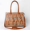 ADBG1595 American Darling Hand-Tooled Leather Tote Bag with Western Arrow Carving & Full-Grain Detailing