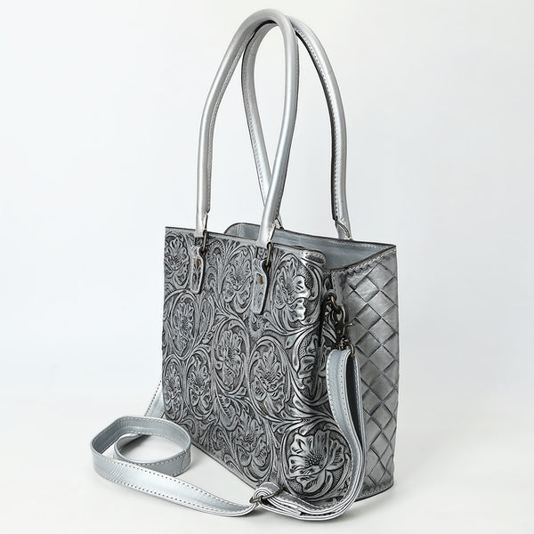 ADBG1539 American Darling Western Leather Tote Bag with Hand-Tooled Floral Design & Adjustable Strap Genuine Full-Grain Leather