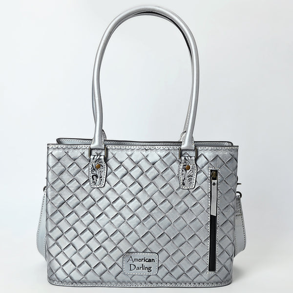 ADBG1539 American Darling Western Leather Tote Bag with Hand-Tooled Floral Design & Adjustable Strap Genuine Full-Grain Leather