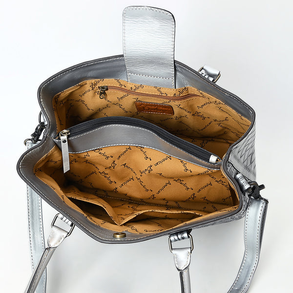 ADBG1539 American Darling Western Leather Tote Bag with Hand-Tooled Floral Design & Adjustable Strap Genuine Full-Grain Leather