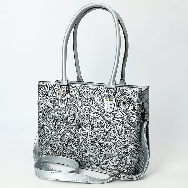 ADBG1539 American Darling Western Leather Tote Bag with Hand-Tooled Floral Design & Adjustable Strap Genuine Full-Grain Leather