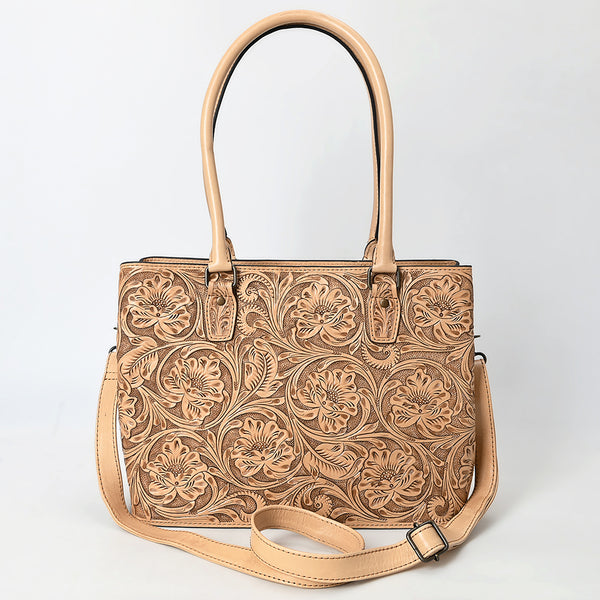 ADBG1539 American Darling Western Leather Tote Bag with Hand-Tooled Floral Design & Adjustable Strap Genuine Full-Grain Leather