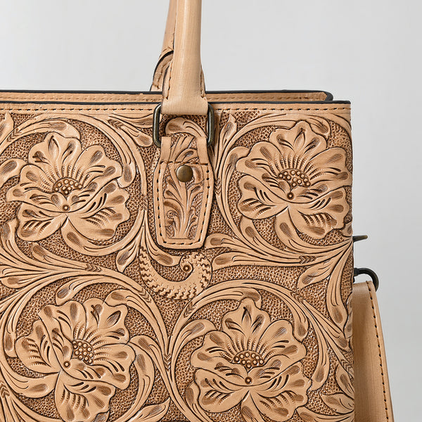 ADBG1539 American Darling Western Leather Tote Bag with Hand-Tooled Floral Design & Adjustable Strap Genuine Full-Grain Leather