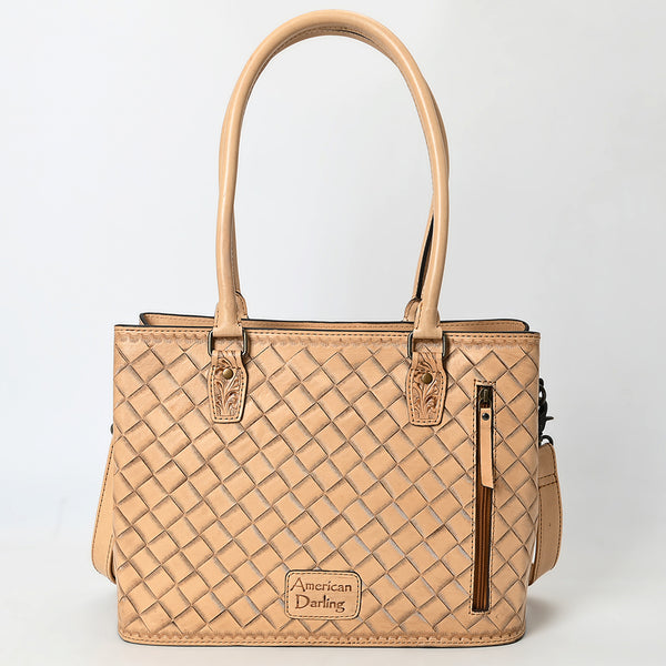 ADBG1539 American Darling Western Leather Tote Bag with Hand-Tooled Floral Design & Adjustable Strap Genuine Full-Grain Leather