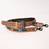 ADBT146 Tooled Leather Bag Strap with Turquoise Beads & Western Buckle - Adjustable Handcrafted Replacement