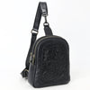 ADBGZ887A Black Hand-Tooled Leather Sling Backpack | American Darling