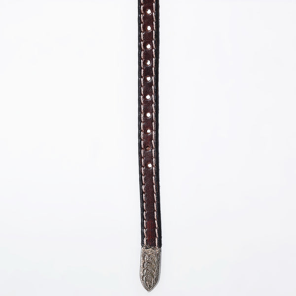 ADHTBR125 Sunflower Tooled Leather Western Hatband with Silver Buckle - Handcrafted Cowgirl Style
