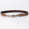 ADHTBR132 Natural Tooled Leather Western Hatband with White Lace Inlay & Silver Buckle