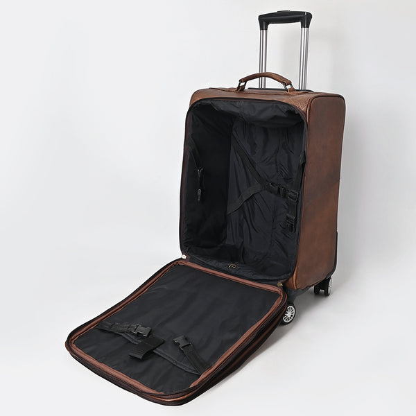ADBG1599 American Darling Western Genuine Leather Travel Case with Hair-On Cowhide & Hand-Tooled Detailing