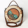 ADBG1600 American Darling Western Genuine Leather Canteen Bag with Hand-Tooled Detailing & Hair-On Accents