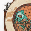 ADBG1600 American Darling Western Genuine Leather Canteen Bag with Hand-Tooled Detailing & Hair-On Accents