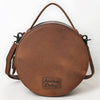 ADBG1600 American Darling Western Genuine Leather Canteen Bag with Hand-Tooled Detailing & Hair-On Accents