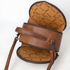 ADBG1600 American Darling Western Genuine Leather Canteen Bag with Hand-Tooled Detailing & Hair-On Accents
