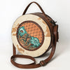 ADBG1600 American Darling Western Genuine Leather Canteen Bag with Hand-Tooled Detailing & Hair-On Accents