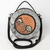 ADBG1600 American Darling Western Genuine Leather Canteen Bag with Hand-Tooled Detailing & Hair-On Accents