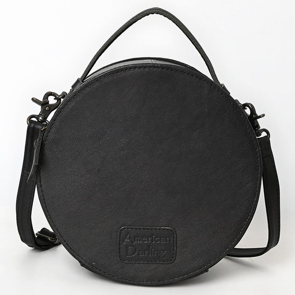 ADBG1600 American Darling Western Genuine Leather Canteen Bag with Hand-Tooled Detailing & Hair-On Accents