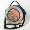 ADBG1600 American Darling Western Genuine Leather Canteen Bag with Hand-Tooled Detailing & Hair-On Accents