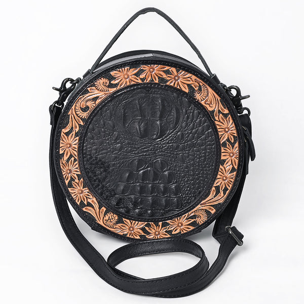 ADBG1604 American Darling Western Genuine Leather Hand-Tooled Canteen Bag with Floral Carving