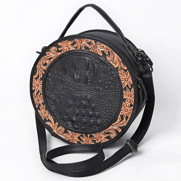 ADBG1604 American Darling Western Genuine Leather Hand-Tooled Canteen Bag with Floral Carving