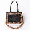 ADBG1605 American Darling Western Genuine Crocodile-Embossed Leather Hand-Tooled Tote Bag with Floral Carving