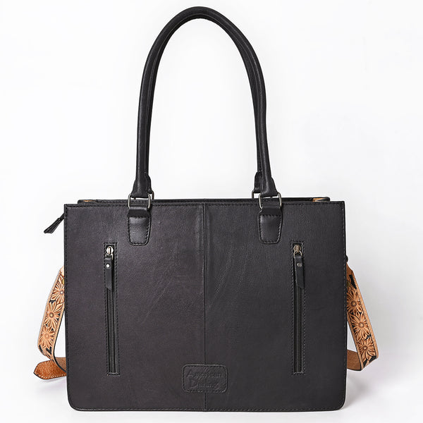 ADBG1605 American Darling Western Genuine Crocodile-Embossed Leather Hand-Tooled Tote Bag with Floral Carving