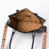 ADBG1605 American Darling Western Genuine Crocodile-Embossed Leather Hand-Tooled Tote Bag with Floral Carving