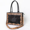 ADBG1605 American Darling Western Genuine Crocodile-Embossed Leather Hand-Tooled Tote Bag with Floral Carving