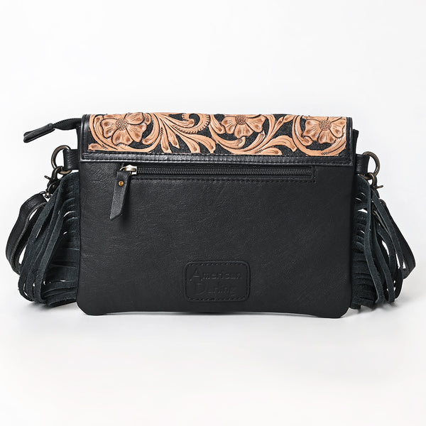 ADBG1606 American Darling Western Genuine Leather Hand-Tooled Crossbody Hand Bag with Fringe Design