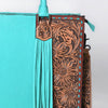 ADBG1607 American Darling Western Genuine Leather Hand-Tooled Tote Bag with Fringe and Buck-Stitched Detailing