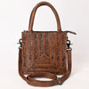 ADBG1608 American Darling Western Genuine Leather Hand-Tooled Tote Bag with Artisan Floral Carving