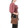 ADBG1608 American Darling Western Genuine Leather Hand-Tooled Tote Bag with Artisan Floral Carving