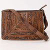 ADBG1609 American Darling Western Genuine Leather Hand-Tooled Small Cross Body Bag with Floral Carving