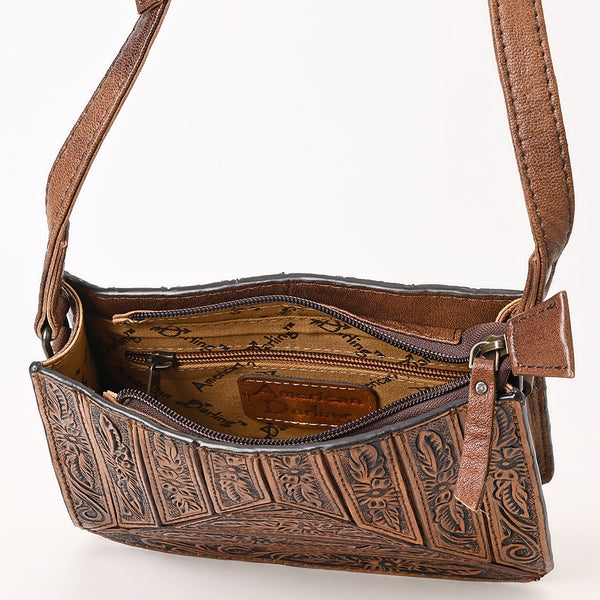 ADBG1609 American Darling Western Genuine Leather Hand-Tooled Small Cross Body Bag with Floral Carving