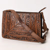ADBG1609 American Darling Western Genuine Leather Hand-Tooled Small Cross Body Bag with Floral Carving