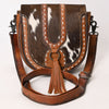 ADBG1610 American Dalring Western Genuine Leather Hair-On Cowhide Cross Body Bag with Tassel Detail