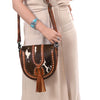 ADBG1610 American Dalring Western Genuine Leather Hair-On Cowhide Cross Body Bag with Tassel Detail