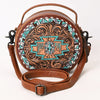 ADBG1611 American Darling Western Genuine Leather Hand-Tooled Canteen Bag with Buck-Stitched Detailing