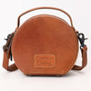 ADBG1611 American Darling Western Genuine Leather Hand-Tooled Canteen Bag with Buck-Stitched Detailing