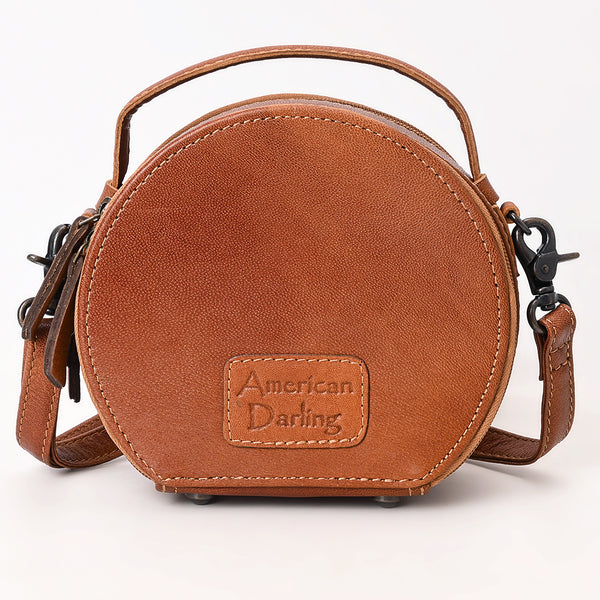 ADBG1611 American Darling Western Genuine Leather Hand-Tooled Canteen Bag with Buck-Stitched Detailing