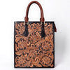 ADBGA642 American Darling Hand Tooled Genuine Leather Tote Bag Floral Carved