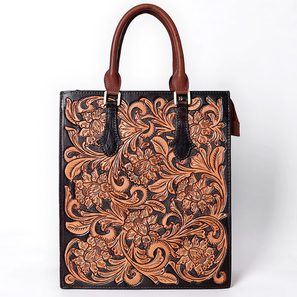ADBGA642 American Darling Hand Tooled Genuine Leather Tote Bag Floral Carved