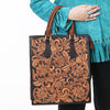 ADBGA642 American Darling Hand Tooled Genuine Leather Tote Bag Floral Carved